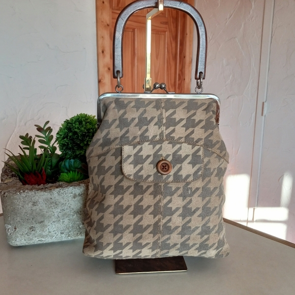 Fossil, Houndstooth, Kiss-lock Frame Satchel - Picture 10 of 14